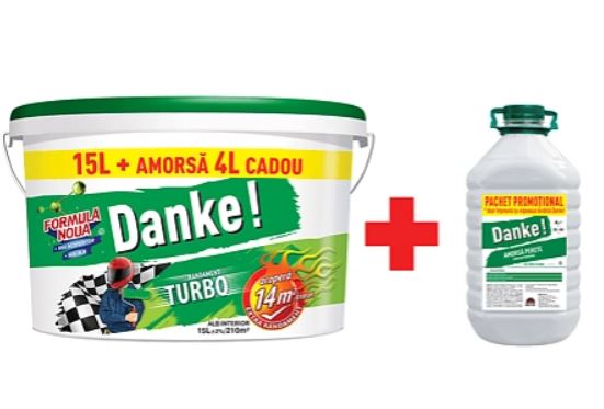 Vopsea lavabila pentru interior Danke Turbo, 15 l, alb + amorsa 4 l