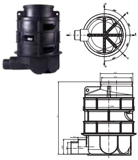 Cămin vizitare PE DN1000 monobloc 3 intrări / 1 ieșire