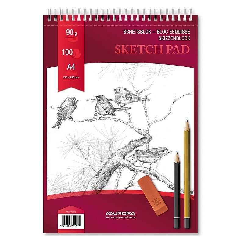 Bloc desen A4 cu spira, 100 file, 90 g Aurora Esquisse