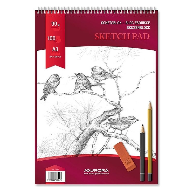 Bloc desen A3 cu spira, 100 file, 90 g Aurora Esquisse