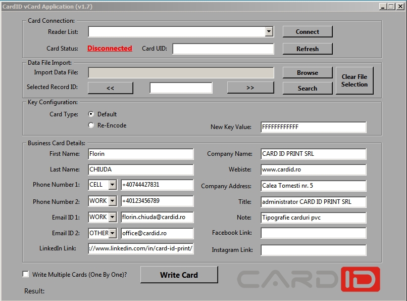 cartea de vizita NFC